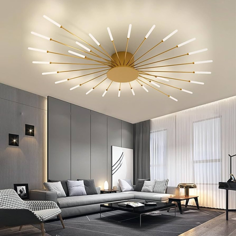 QAZPLM LED Deckenleuchte Wohnzimmer Deckenlampe moderne Pendelleuchte  dimmbar mit Fernbedienung Deckenleuchte Schlafzimmer Büro Arbeitszimmer